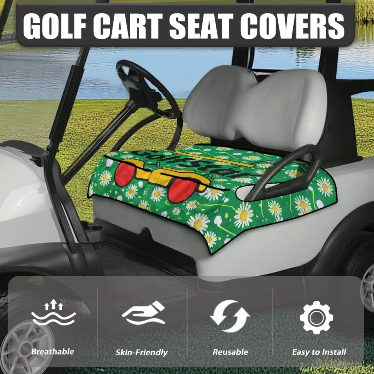 Viuacagoru universal-fit seat cover works with EZGO, Yamaha, and Club Car.