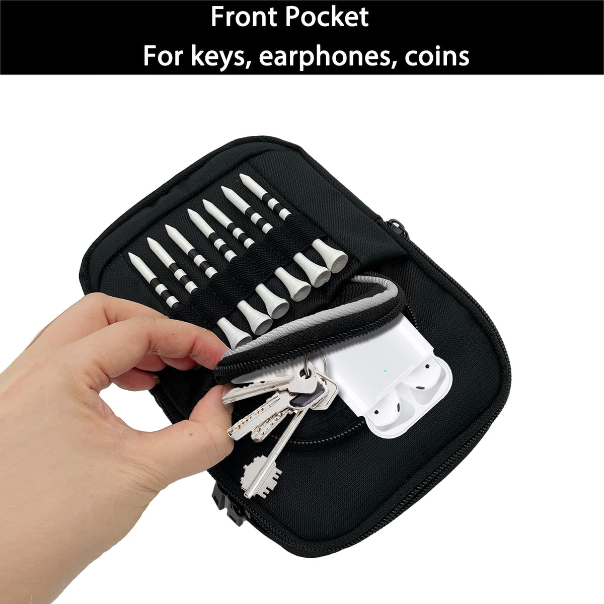 Front pocket of VIVA EAGLE bag stores keys and small items securely