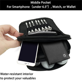 Middle pocket of VIVA EAGLE bag protects a phone and valuables from splash