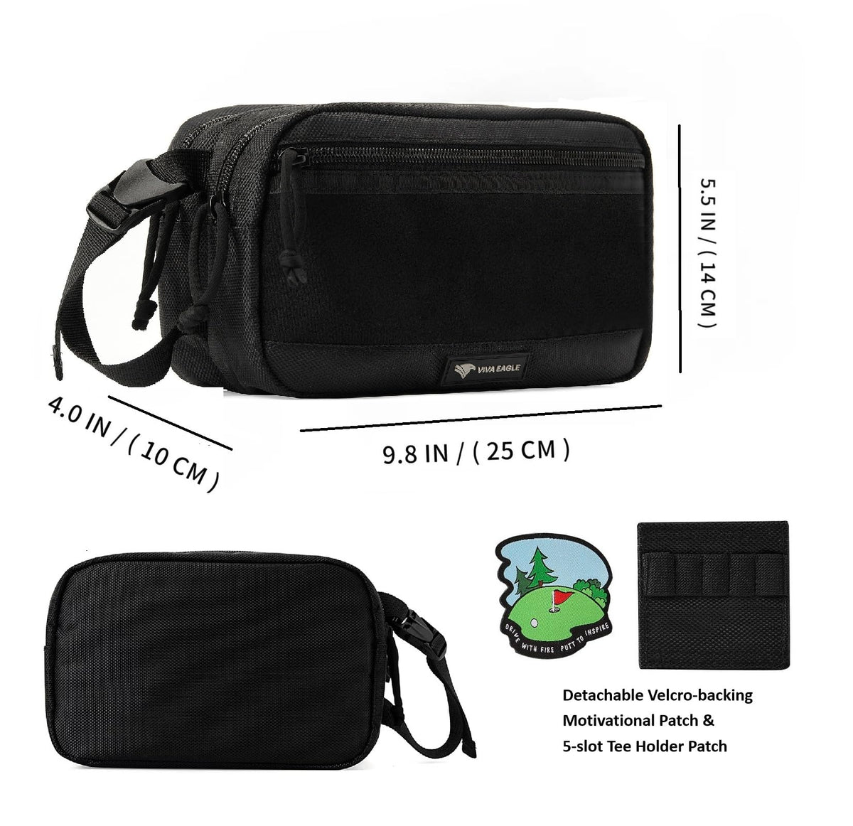 VIVA EAGLE golf pouch with detachable tee holder for easy tee access