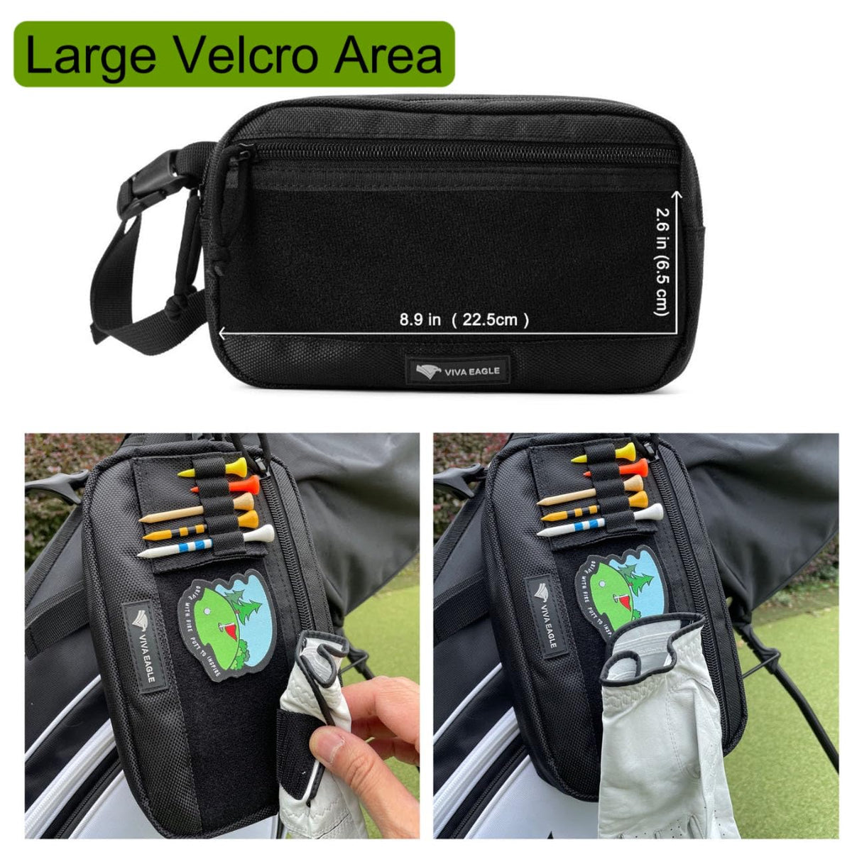 VIVA EAGLE patches on the pouch for personal motivation
