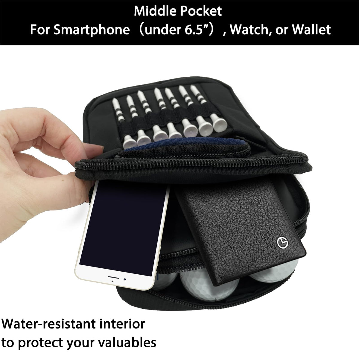 VIVA EAGLE pouch highlighting multiple pockets for tees and accessories.