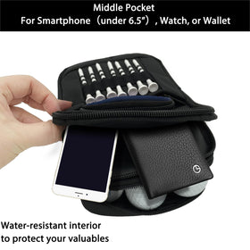 VIVA EAGLE pouch highlighting multiple pockets for tees and accessories.