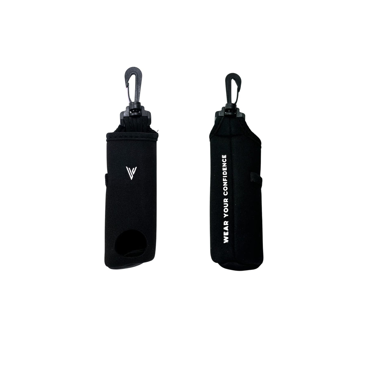 VIXII golf ball and tee holder with 360° swivel clip on a bag.