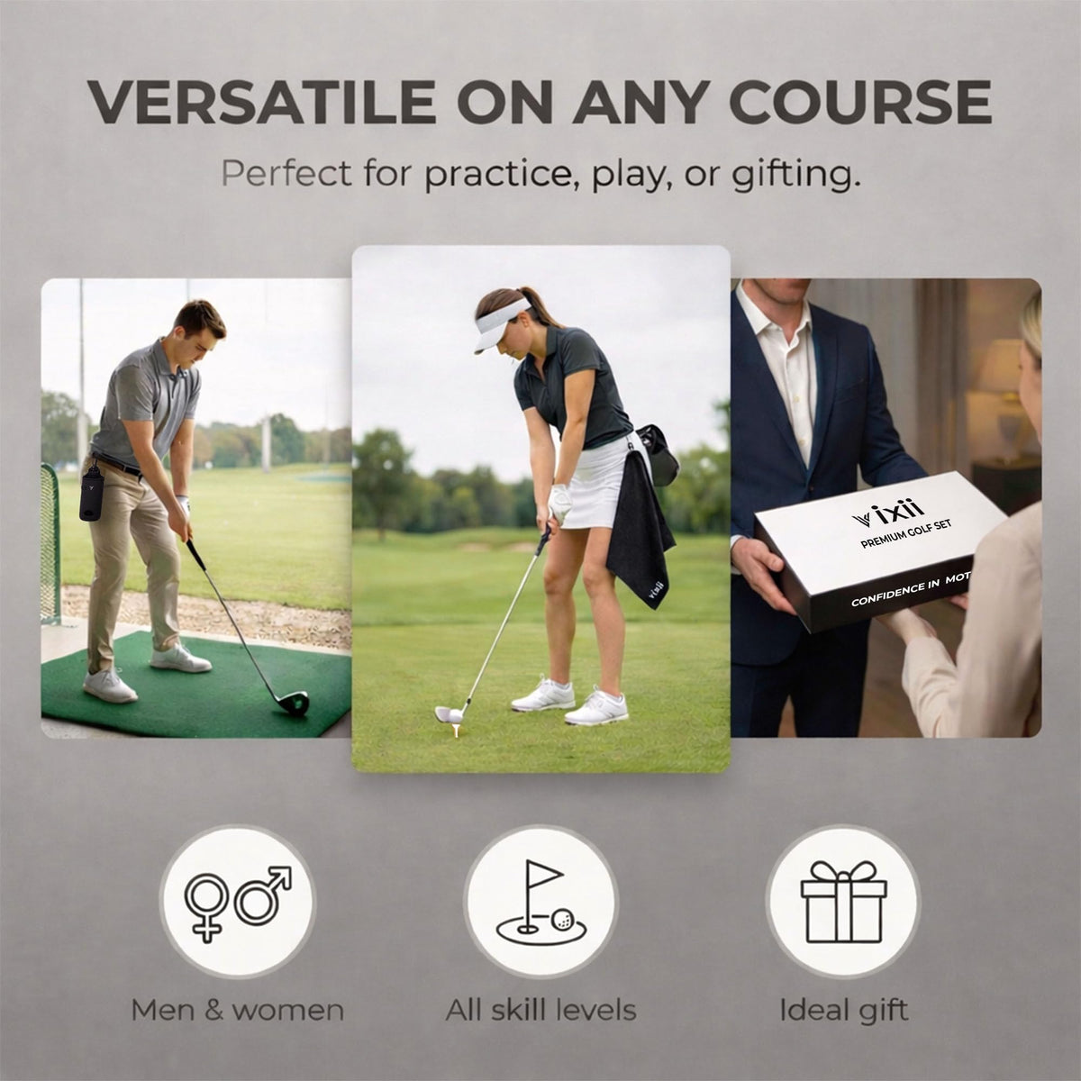 Elegant VIXII golf gift box featuring premium accessories