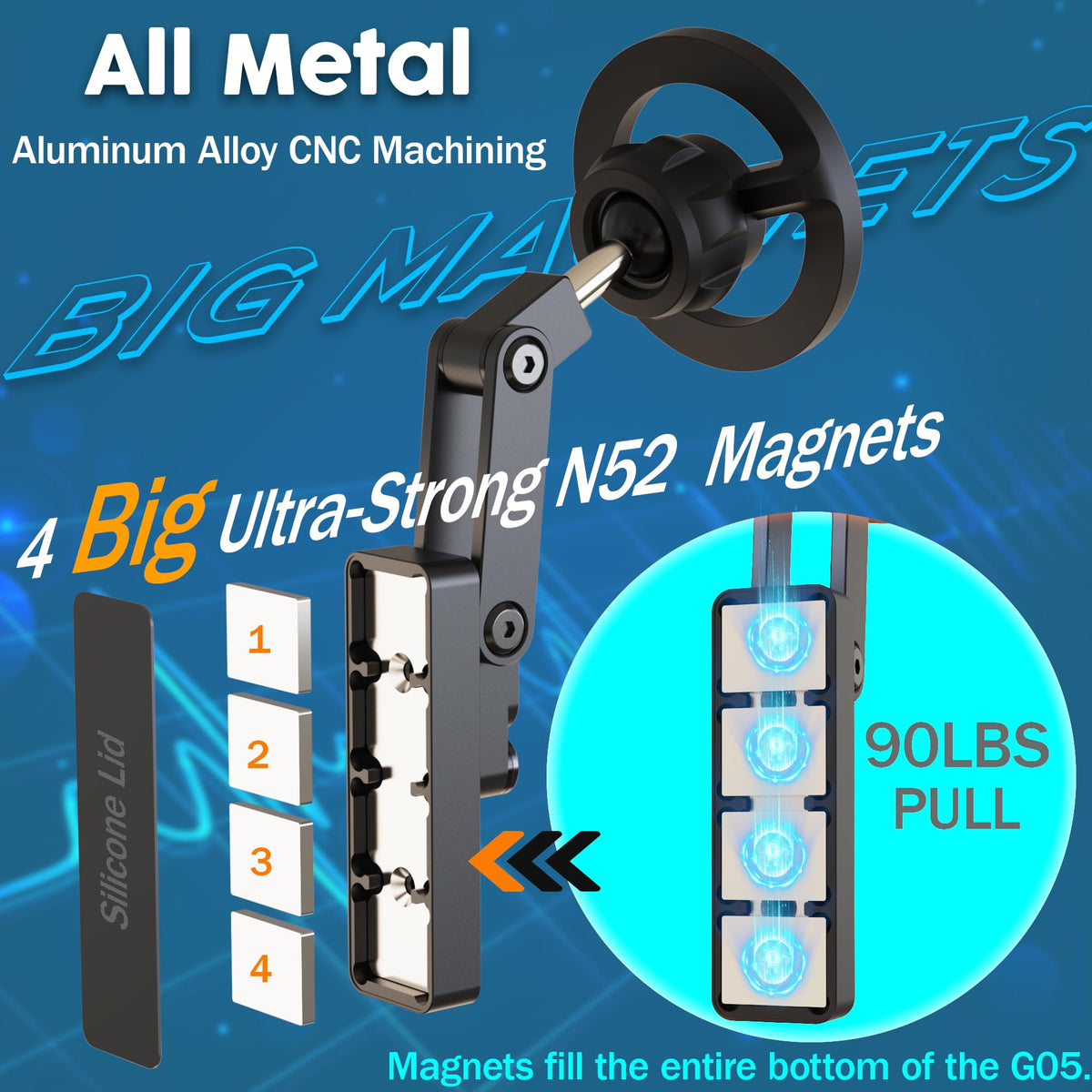 VMEI aluminum construction providing a durable, premium-looking mount.