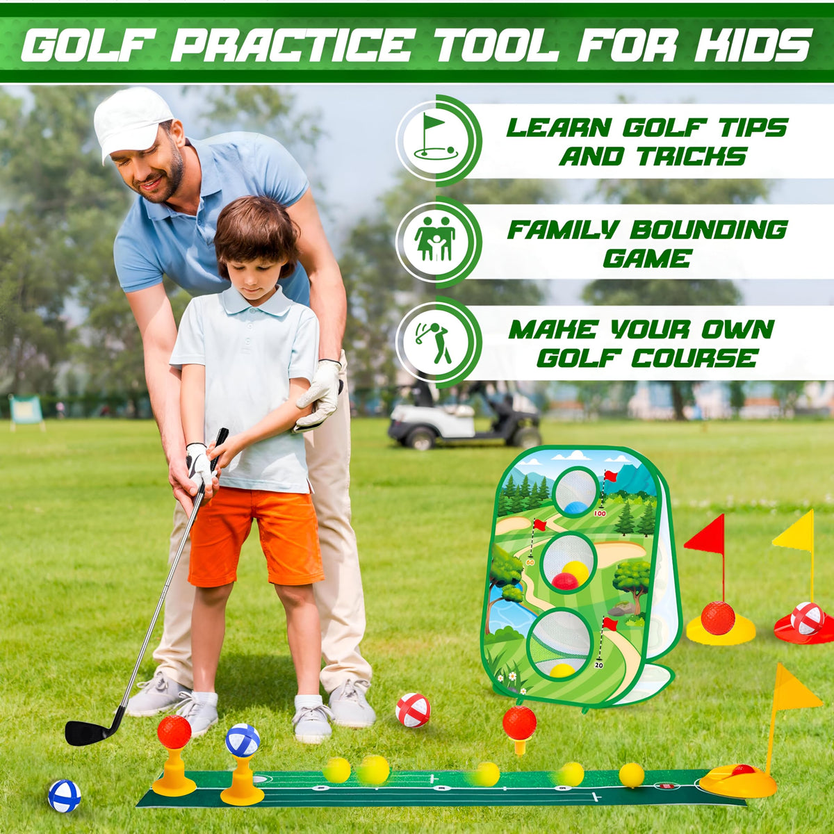 VMV Essentials Kids Golf Set is quick to assemble for versatile spaces.