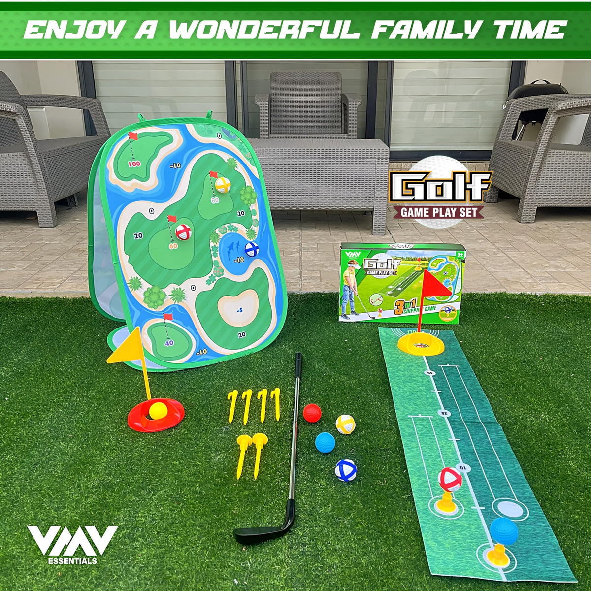VMV Essentials Kids Golf Putting Board supports short-game practice and focus.