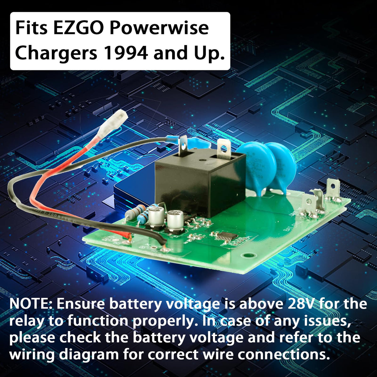 VODCACA EZGO charger board rear-angle highlighting compact design for dashboards