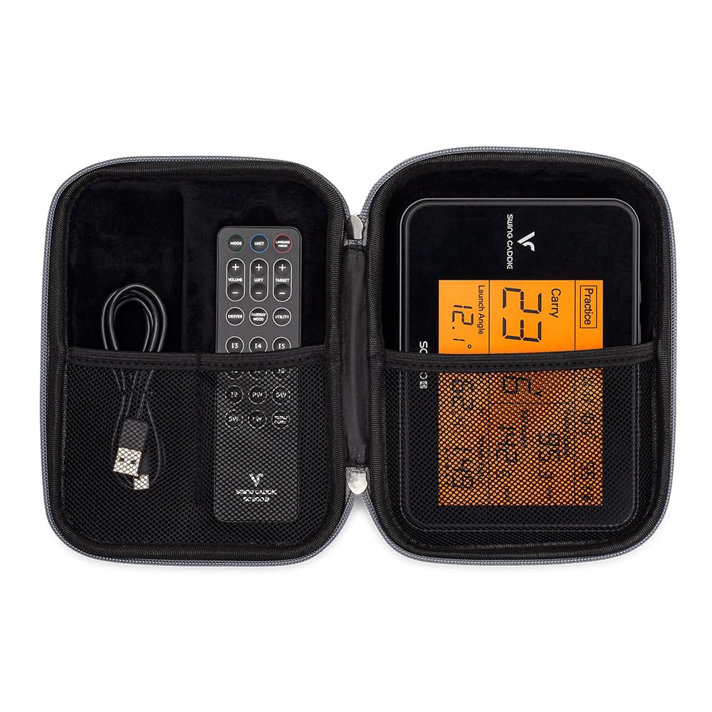 Voice Caddie SC300 carrying hard case front view highlighting durable black shell.