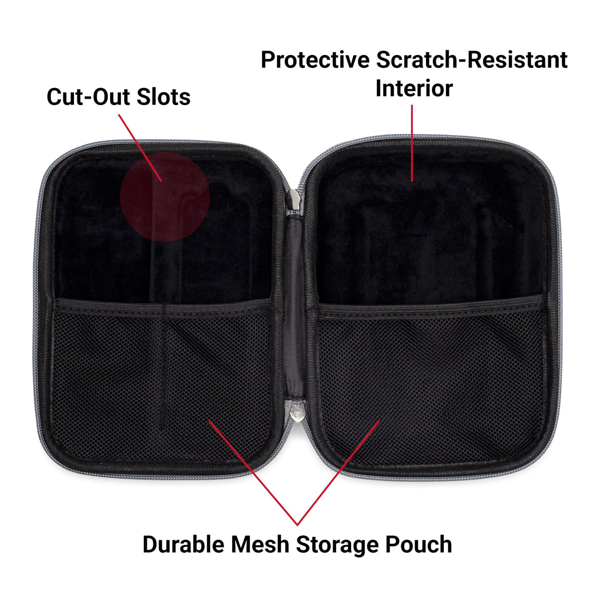 Voice Caddie SC300 carrying hard case open compartment reveals organized space for monitor and accessories.