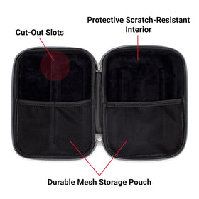 Voice Caddie SC300 carrying hard case open compartment reveals organized space for monitor and accessories.