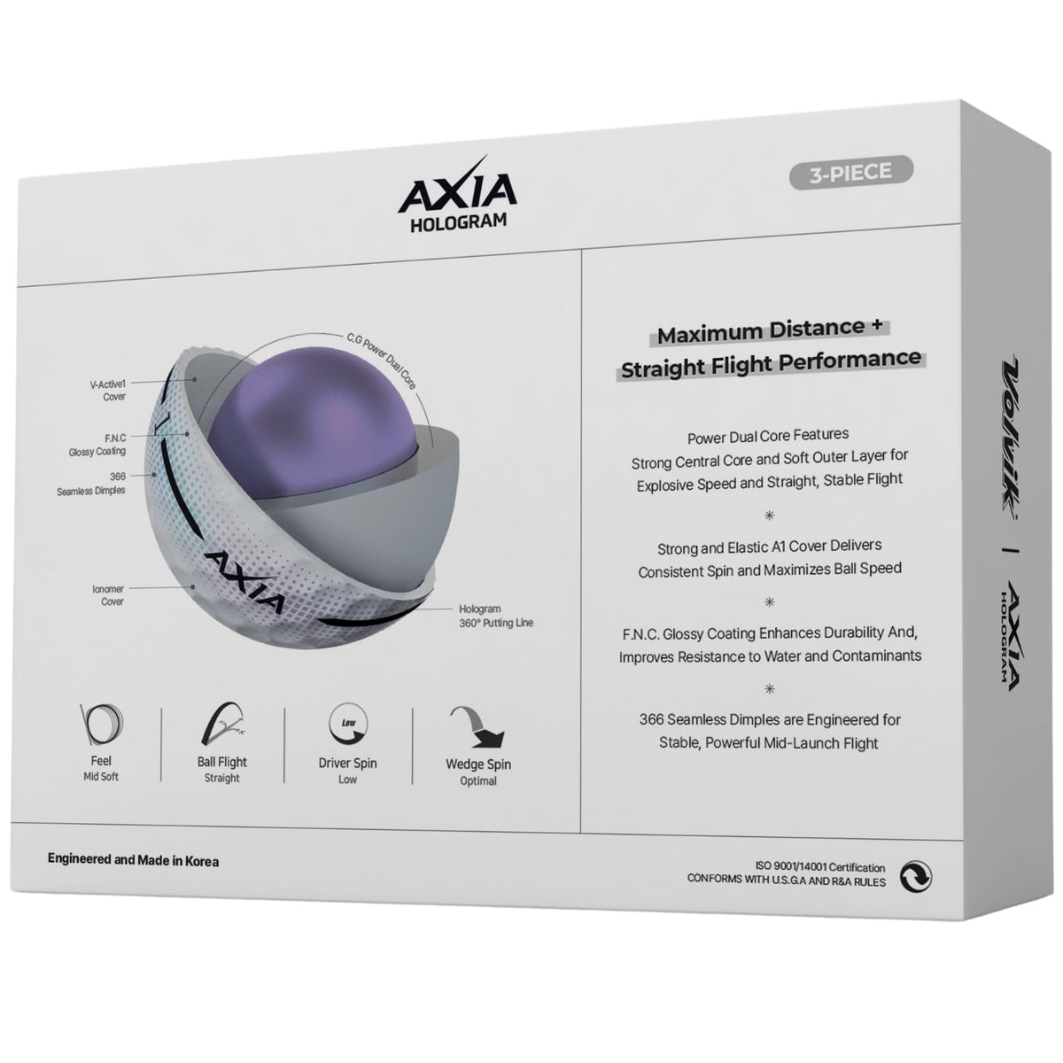 12-20 dimple design on Volvik Axia supports stable, playable trajectories.