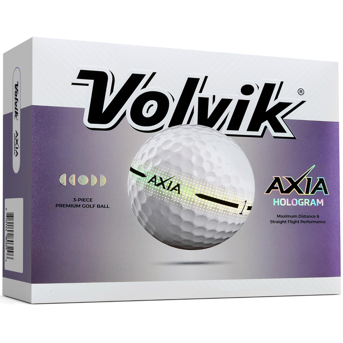 Volvik Axia golf ball with 360° hologram alignment for precise tee and green setup.