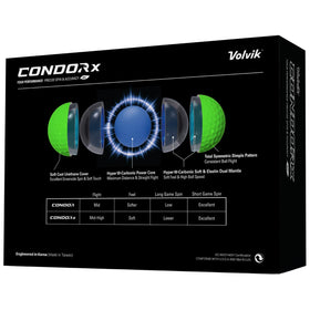 Volvik Condor X Green golf ball on grass during play