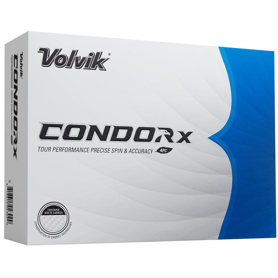 Volvik Condor X premium golf balls, front view, designed for consistent distance.