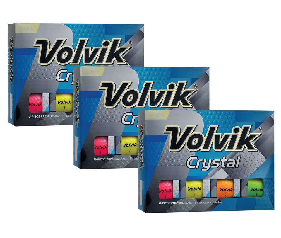 Volvik Crystal 3-dozen bundle enhances course visibility with bright colors.