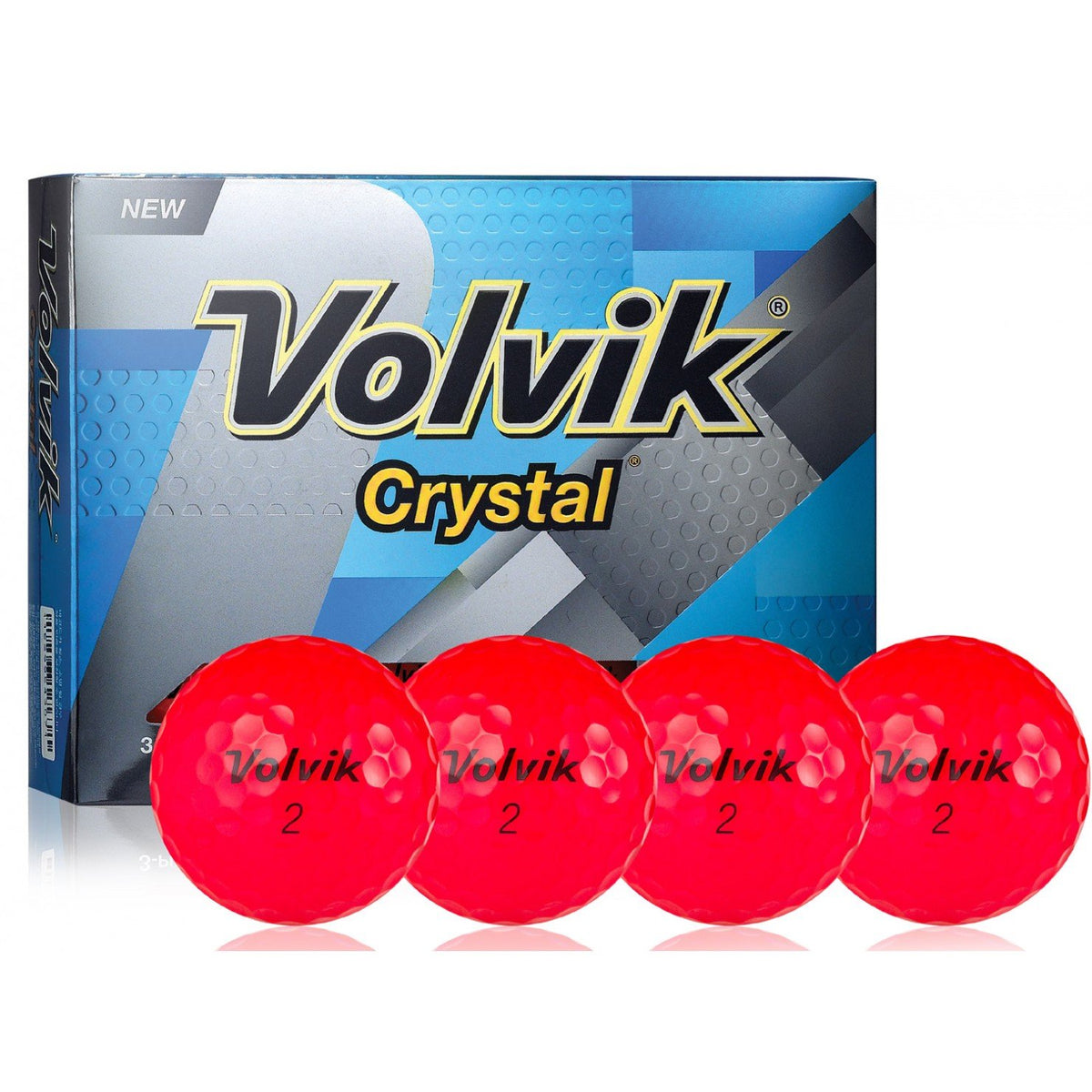 Volvik Crystal golf ball red close-up highlighting soft feel and short-game control.