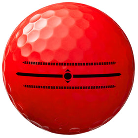 Volvik Crystal Ruby Red ball close-up highlighting translucent color for quick recognition.