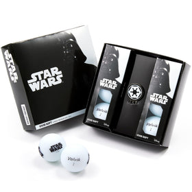 Volvik Darth Vader golf ball packaging shown as a gift-ready six-pack.