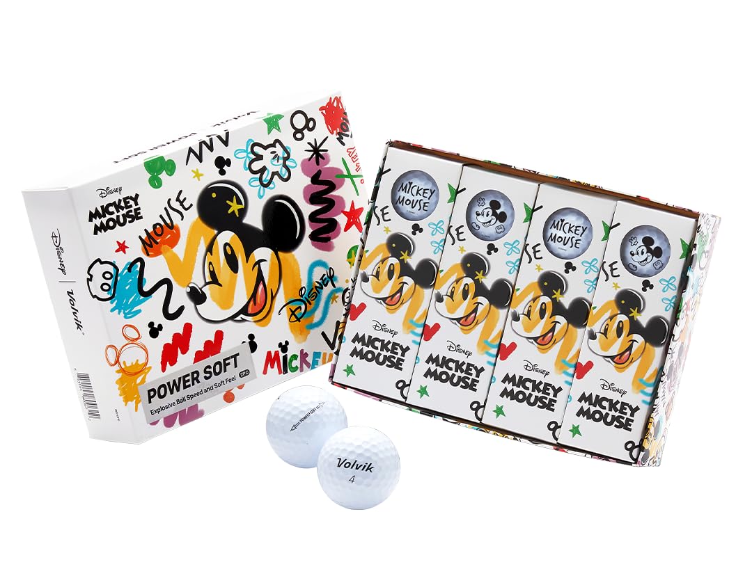 Volvik Mickey Mouse Power Soft golf ball Gift Dozen, ideal for collectors and on-course play.