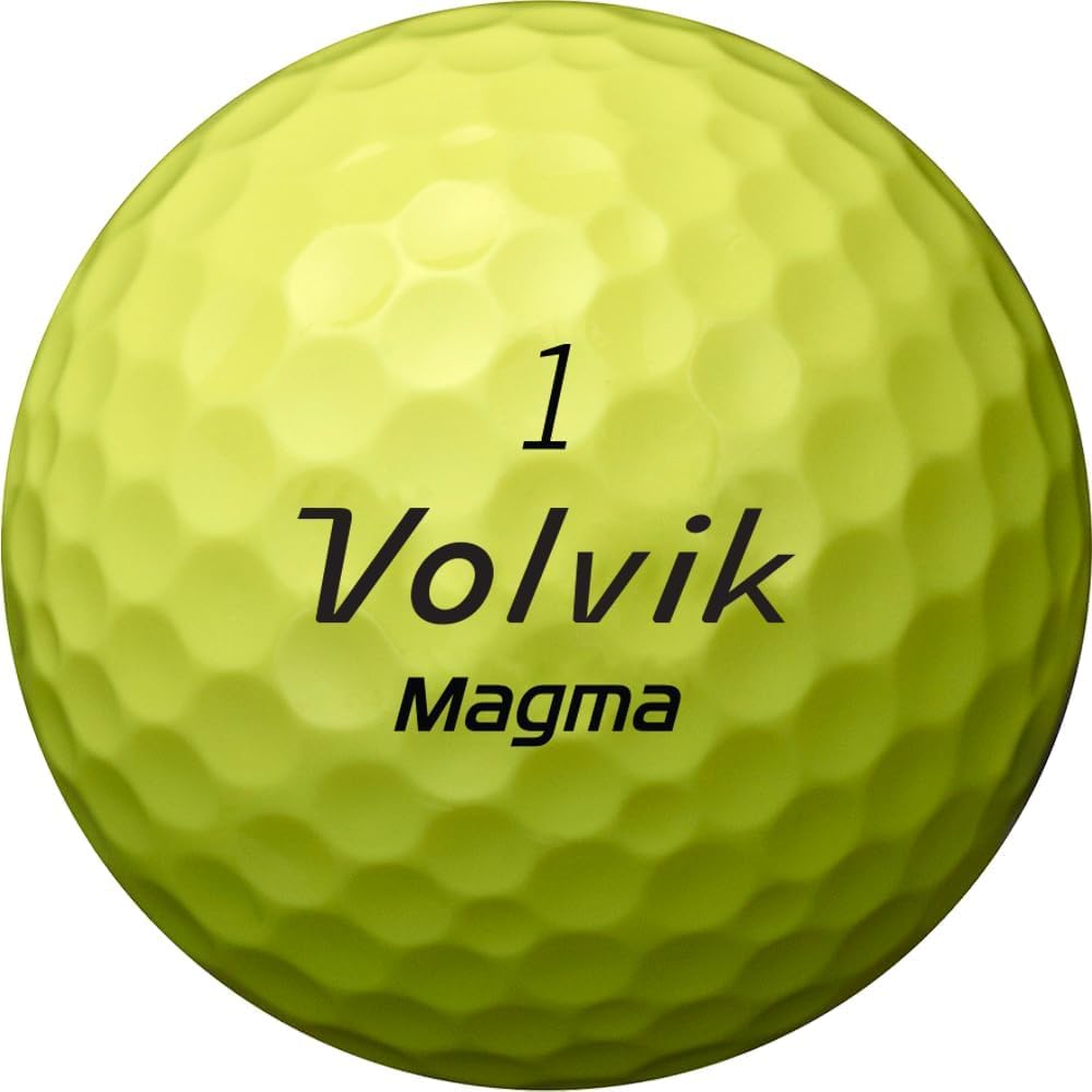 Volvik Magma yellow golf balls on a tee, showcasing high launch and speed potential
