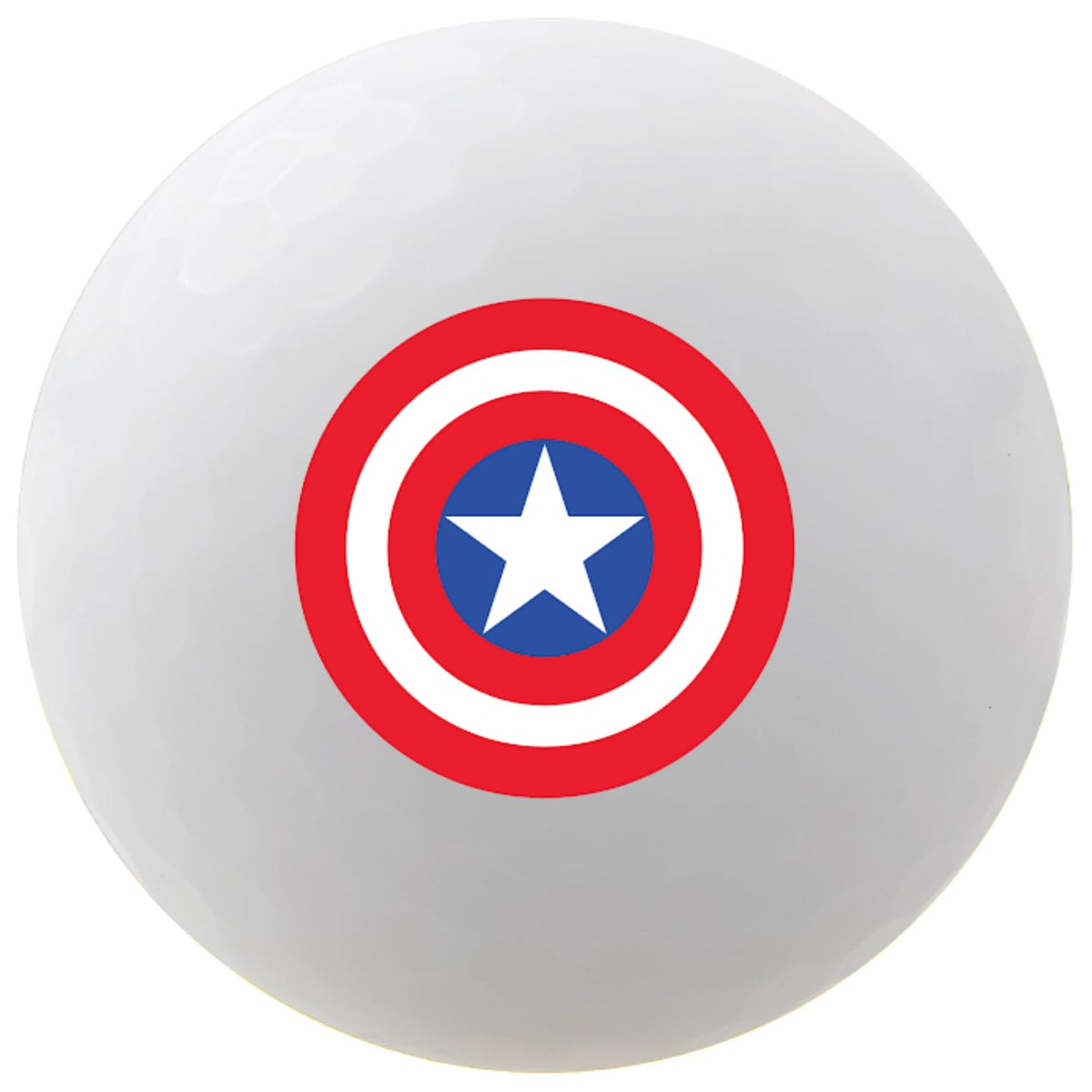 Volvik Marvel ball graphic detail highlighting Captain America for easy line-of-sight during rounds