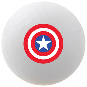 Volvik Marvel ball graphic detail highlighting Captain America for easy line-of-sight during rounds