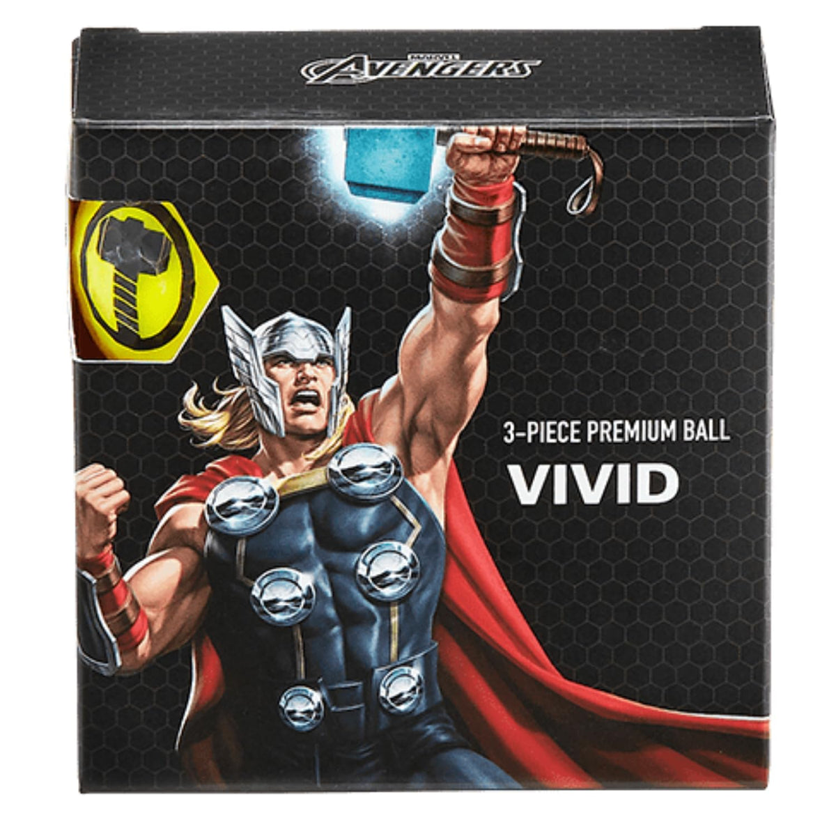 Volvik Marvel Thor golf balls front view with bright colors for easy visibility.