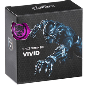 Volvik Marvel Black Panther golf ball front view with vibrant matte finish for easy tracking.