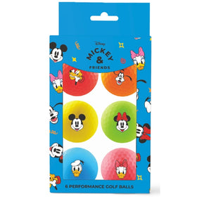 Volvik Mickey & Friends Vimat golf balls 6-pack front view, high-visibility colors for easy spotting.
