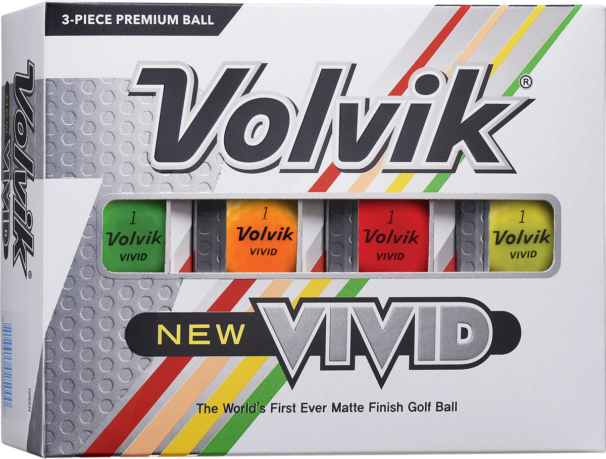 Volvik New Vivid matte ball closeup shows unique finish for reduced glare and visibility.