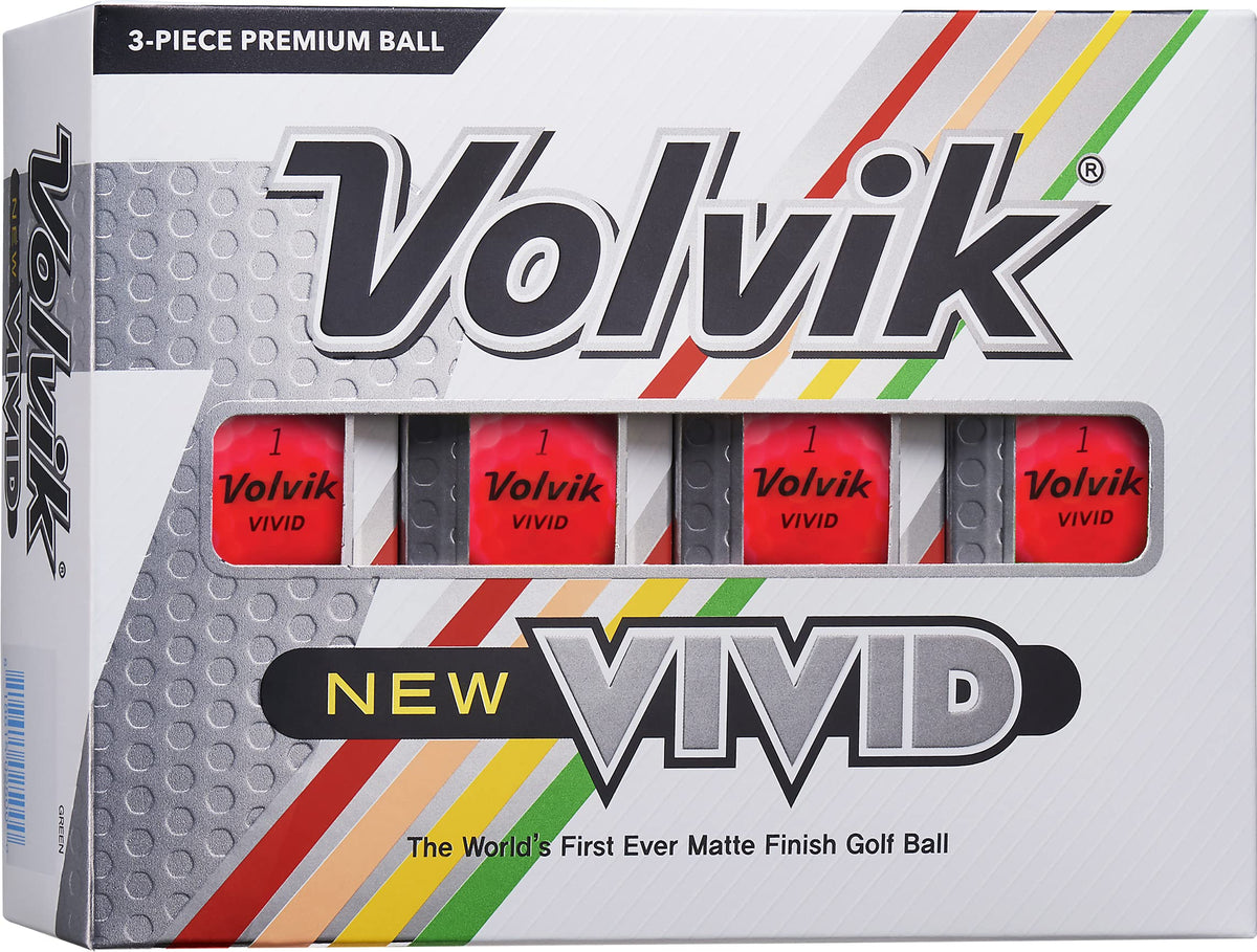 Volvik new vivid matte pink golf balls with front view; high visibility off the tee