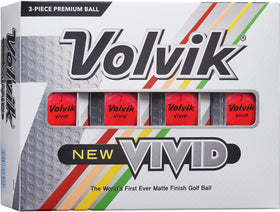Volvik new vivid matte pink golf balls with front view; high visibility off the tee