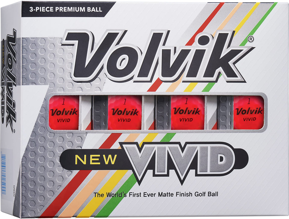 Volvik new vivid matte pink golf balls with front view; high visibility off the tee