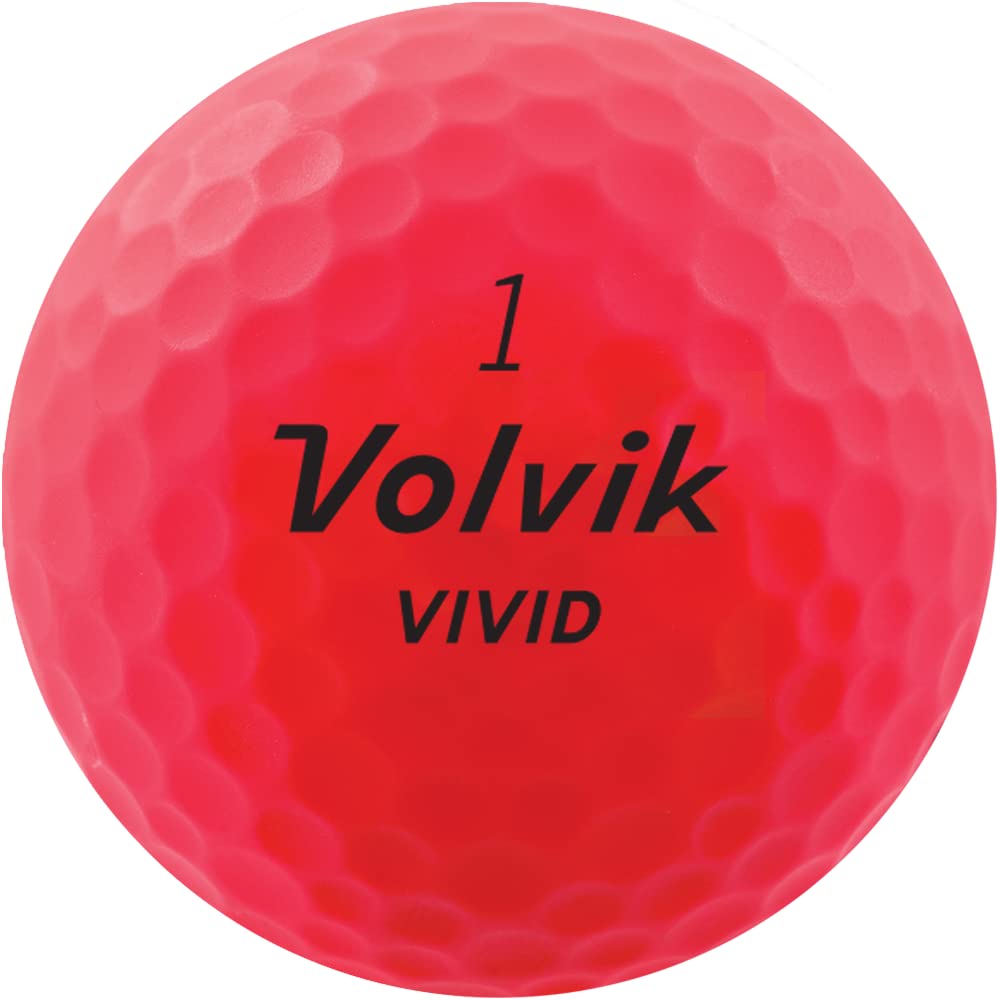 Volvik new vivid matte pink golf balls on the green; VAS alignment cues for target accuracy
