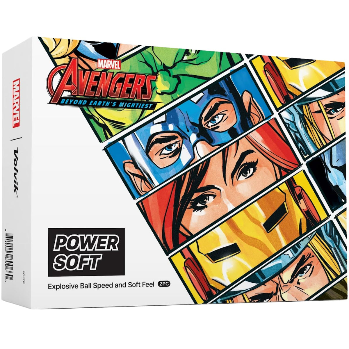 Volvik Power Soft Avengers Dozen ball featuring Captain America design for soft feel and distance.