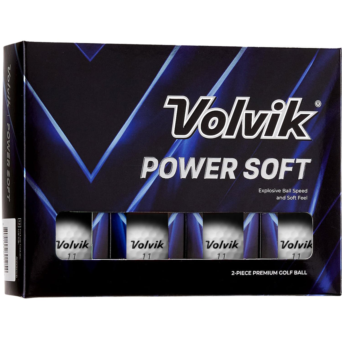Volvik Power Soft golf balls in white with a glossy finish for premium feel.