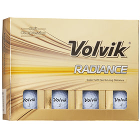Volvik Radiance golf balls in white, front view, designed for longer distance