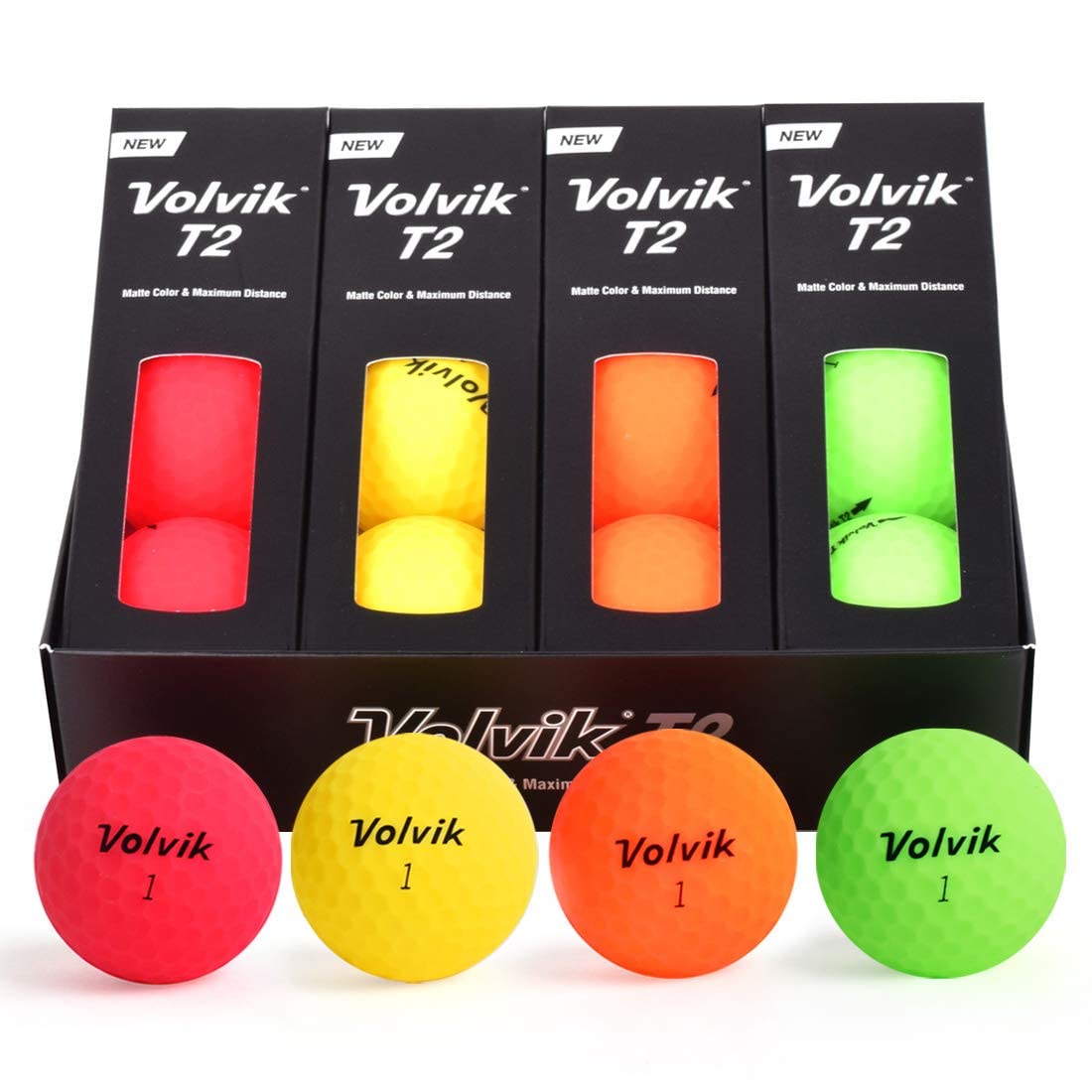 Volvik T2 two-piece design highlights strong inner core and soft outer layer for feel.