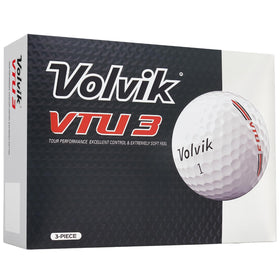 Volvik VTU3 white ball with dimple pattern for stable trajectory and distance potential.