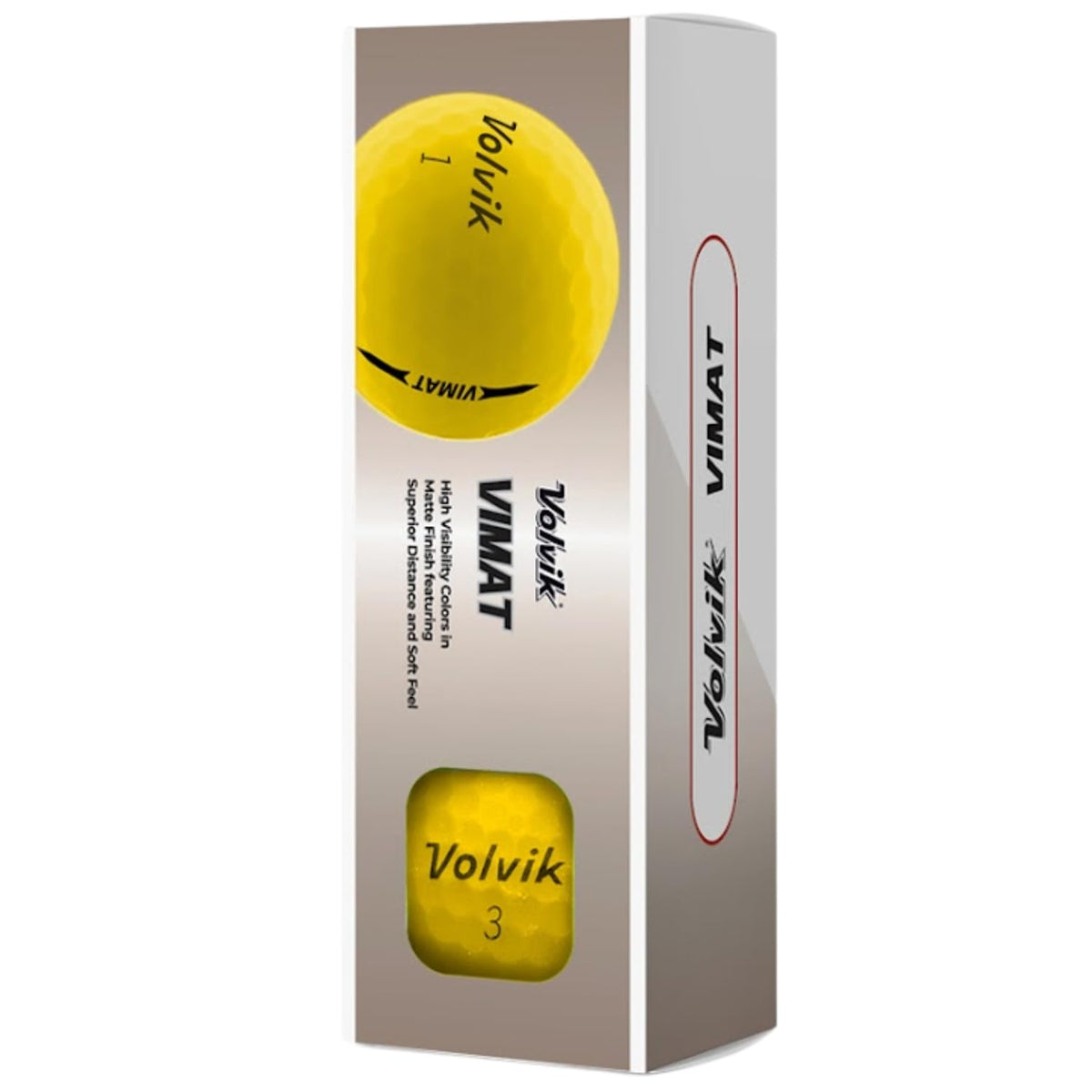 Yellow Volvik Vimat ball with glare-free color for greenside precision.