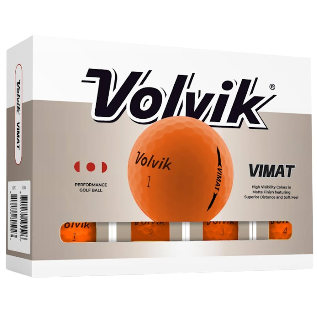 Volvik Vimat orange ball in flight with bright visibility for easy tracking.