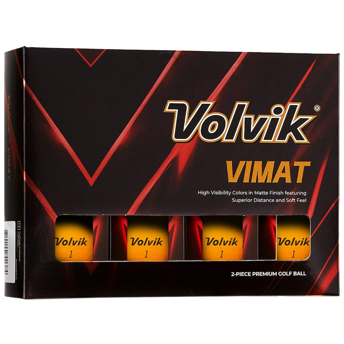 Volvik Vimat orange golf ball with matte finish for glare-free tracking.