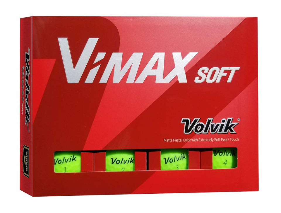 Volvik Vimax Soft golf ball close-up with matte green finish for high visibility.