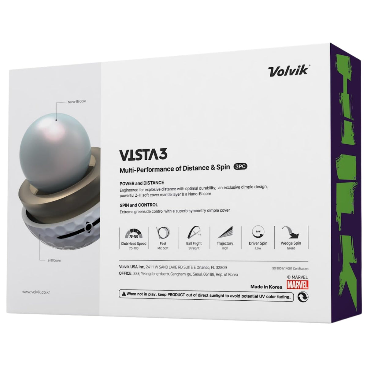 Bright Vista3 colorways improve visibility and ball identification on the course