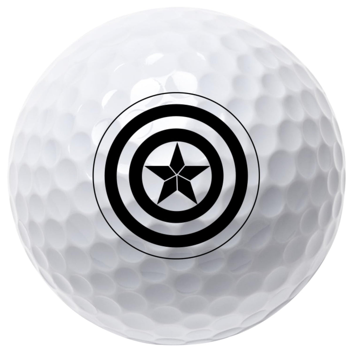 Volvik Vista3 Captain America golf ball side view with glossy finish