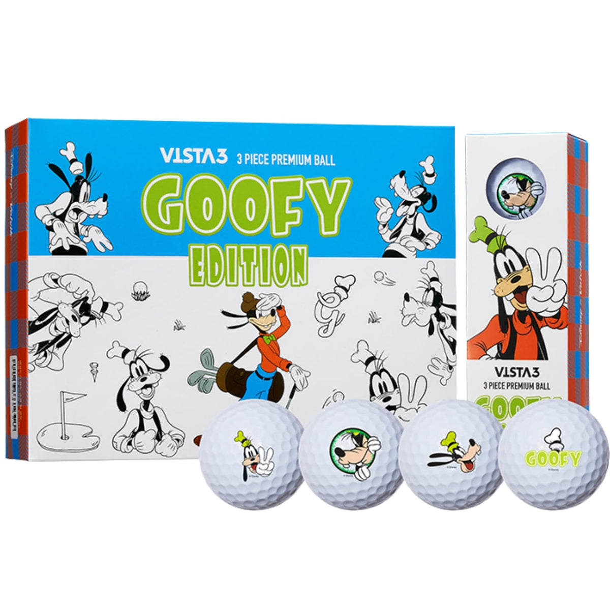 Volvik Vista3 Disney Dozen Goofy design enhances easy identification on the course.