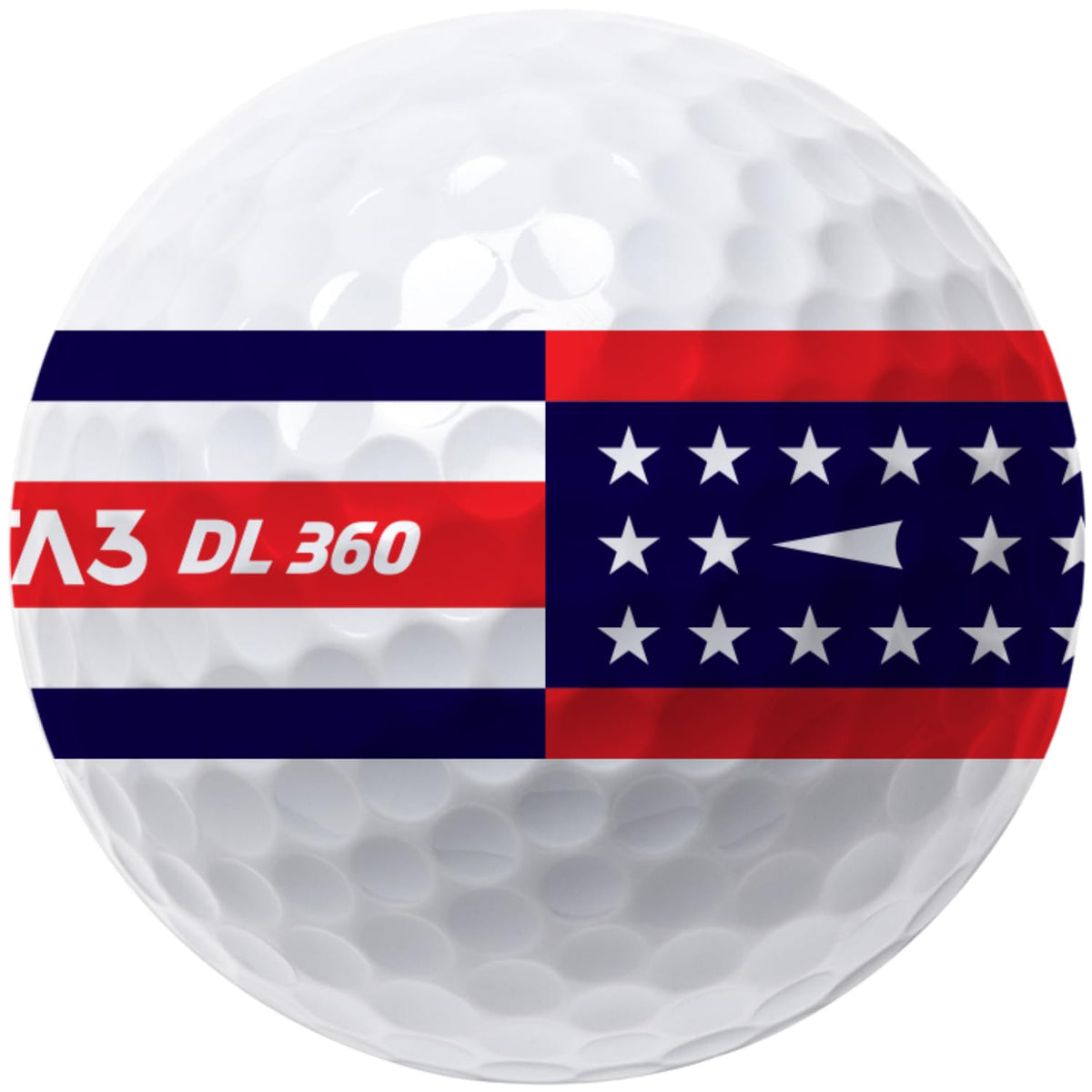 Close-up Volvik Vista3 USA Patriot Edition dimple pattern highlights flight