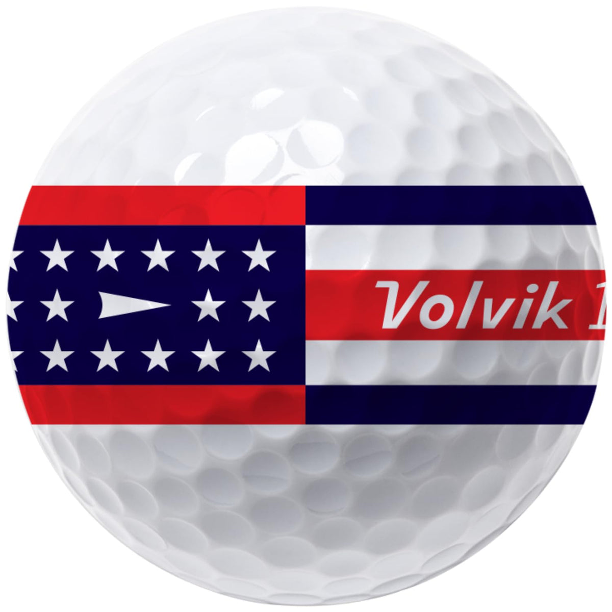 Volvik Vista3 USA Patriot Edition resting on green ready for play